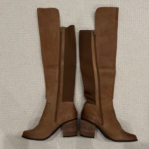 Tan faux suede over the knee boot size 8